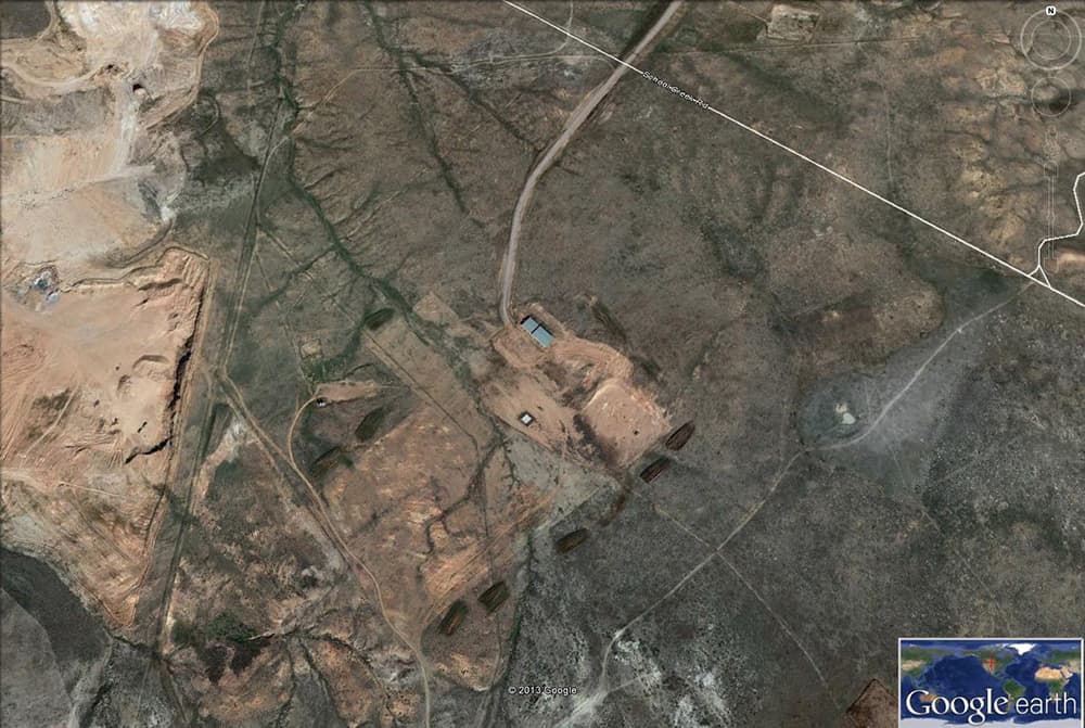 This Google Earth image shows the proposed Two Elk power plant site in 