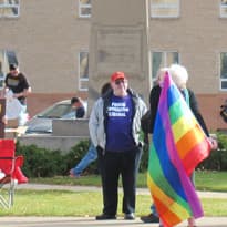 About 100 people showed up to a marriage equality rally in Casper on October 14, 2014, in Casper. LGBT equal rights proponents in Wyoming enjoyed new, broader support for their cause during the 2015 legislative session. (Dustin Bleizeffer/WyoFile)